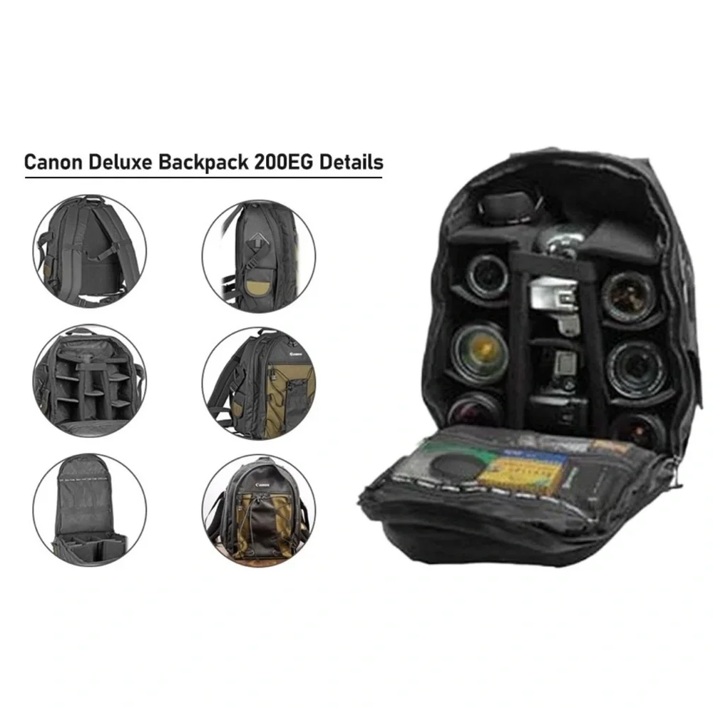 Canon | Deluxe Backpack 200EG Rugged Camera Lens Bag Black